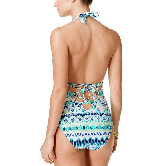 One-Piece Swimsuit Womens Printed Halter Bar III NWT - Picture 2 of 3
